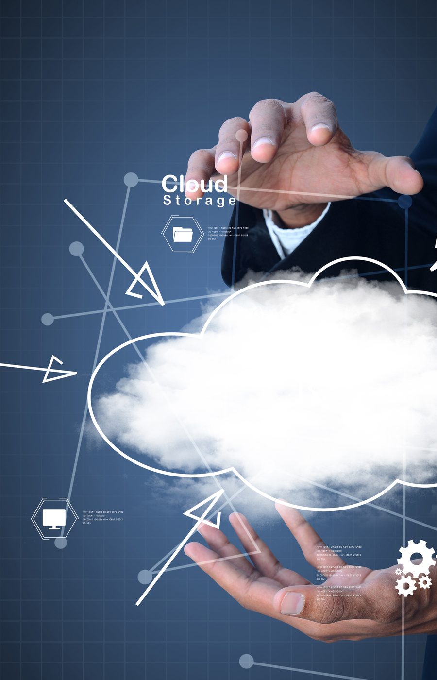 Hands holding a cloiud showing cloud storage concept.