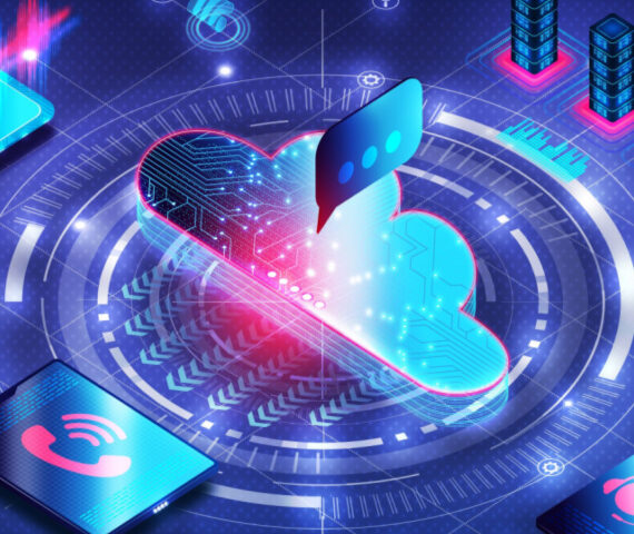 Illustration depicting cloud communications concept