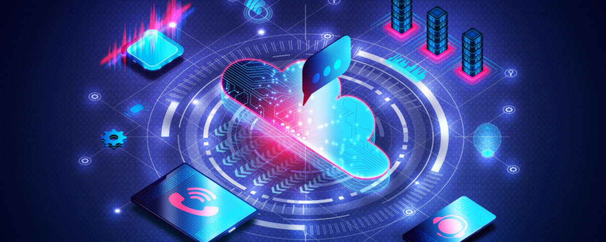 Illustration depicting cloud communications concept