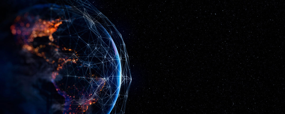 Globe with network overlay representing communication technology