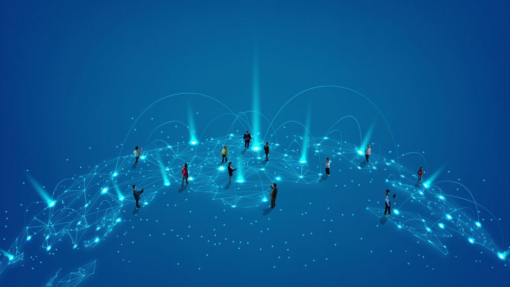 Concept of a global team connected by data