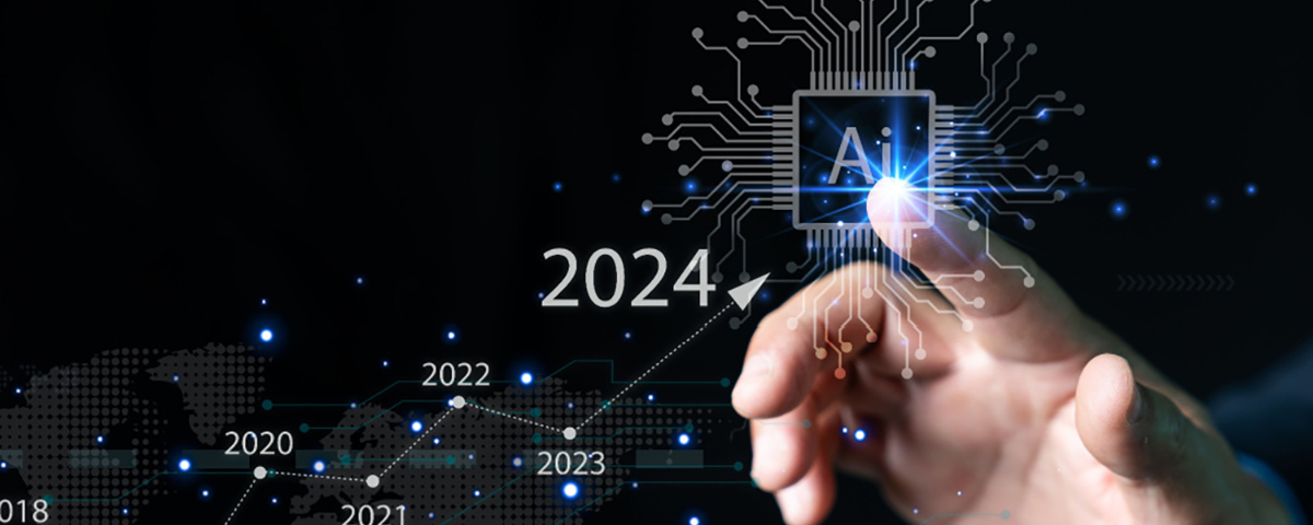 Human finger touching an AI icon on a digital screen