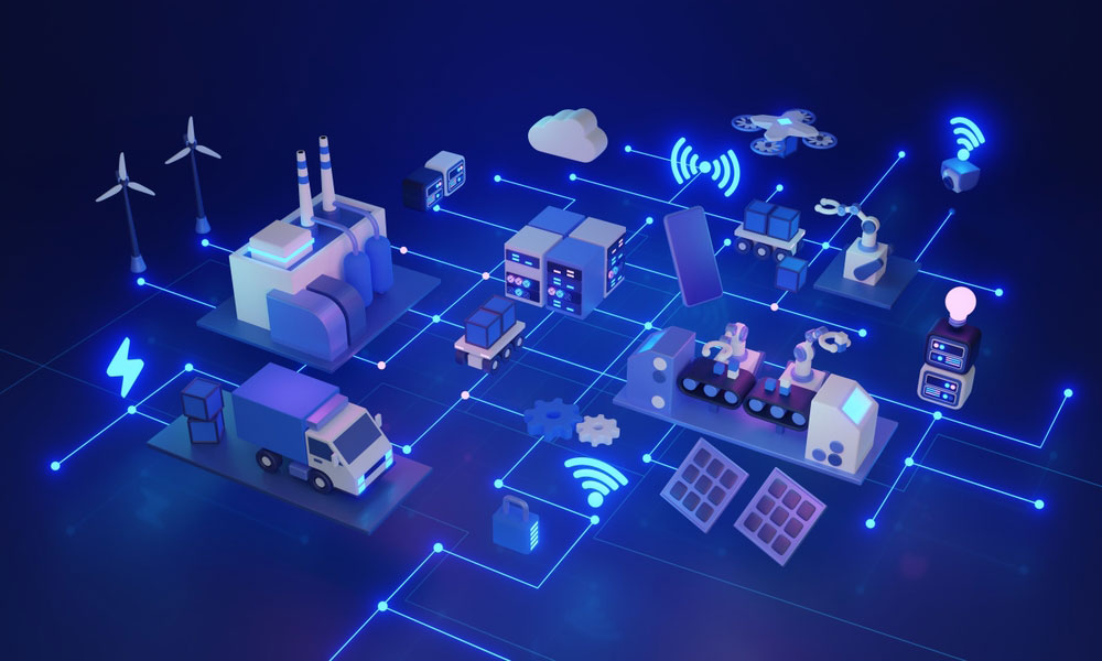 Illustration depicting industrial IoT concept