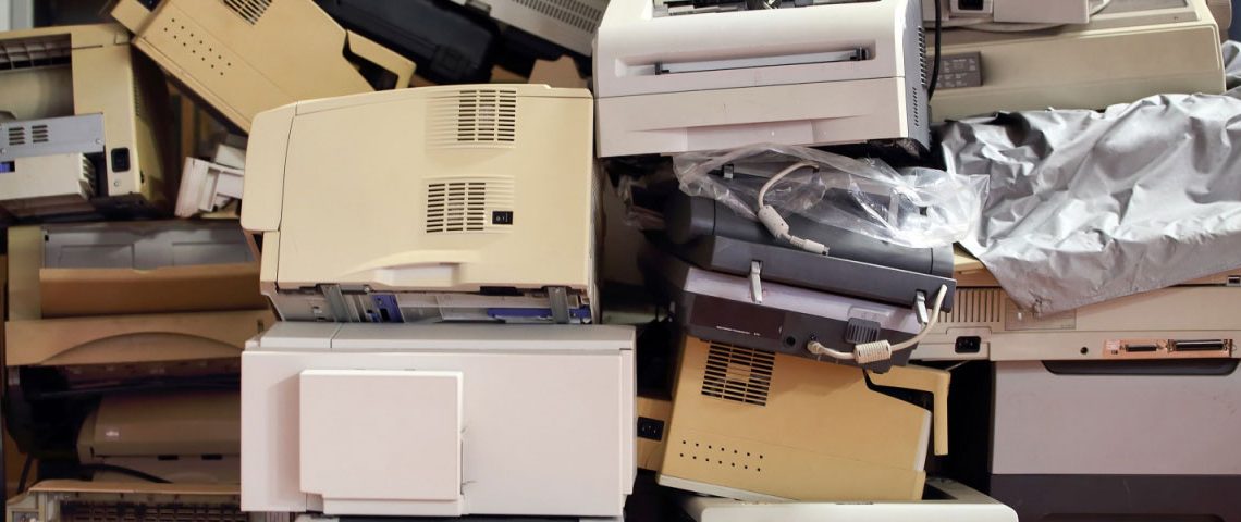 Stacks of discarded printers
