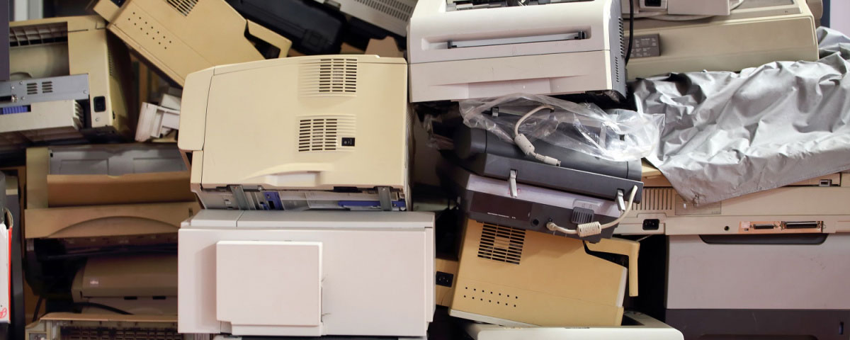 Stacks of discarded printers