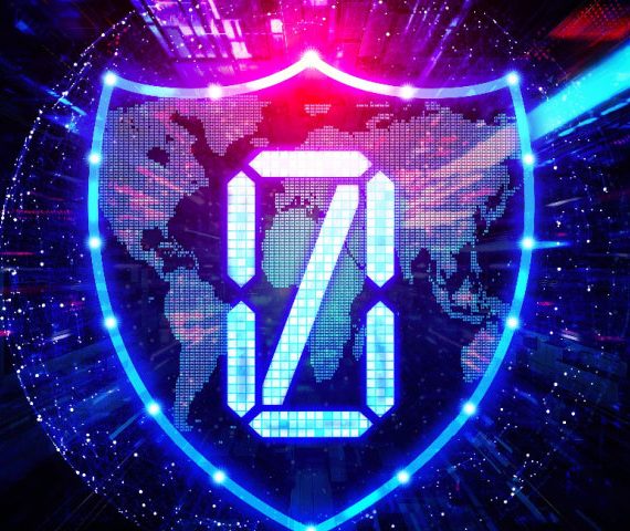 A zero displaying on a shield with colorfl lights streaming thorugh it ullustrating concept of the zero trust model in cybersecurity