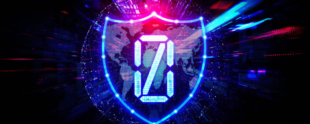 A zero displaying on a shield with colorfl lights streaming thorugh it ullustrating concept of the zero trust model in cybersecurity